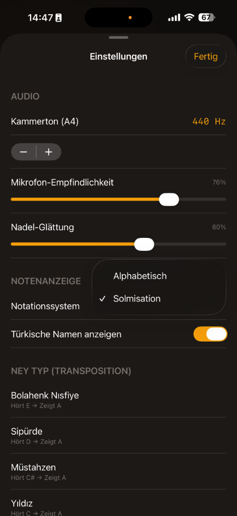 Anpassbare Einstellungen